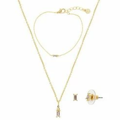 LC Lauren Conrad Gold Tone Pink Baguette 3 Piece Set