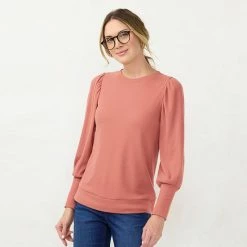 Women's LC Lauren Conrad Lounge Balloon-Sleeve Top Wine Chalet -LC Lauren Conrad Shop unnamed file 367