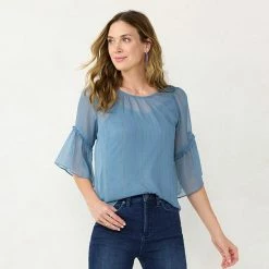 Women's LC Lauren Conrad Flutter-Sleeve Chiffon Top Endless Pine