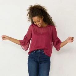 Women's LC Lauren Conrad Flutter-Sleeve Chiffon Top Endless Pine -LC Lauren Conrad Shop unnamed file 371