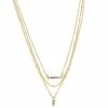 LC Lauren Conrad Gold Tone 3 Row Clear Baguettes And Simulated Pearl Bar And Pendant Necklace