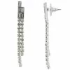 LC Lauren Conrad Silver Tone Rhinestone 2-Row Drop Earrings