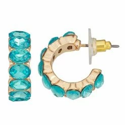 LC Lauren Conrad Simulated Crystal C-Hoop Earrings Blue -LC Lauren Conrad Shop unnamed file 3735