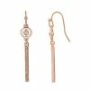 LC Lauren Conrad Halo Crystal & Pave Bar Drop Earrings Rose Gold Tone