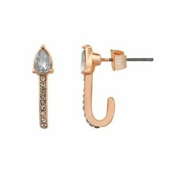 LC Lauren Conrad Teardrop & Pave J Hoop Earrings Silver Tone -LC Lauren Conrad Shop unnamed file 3746