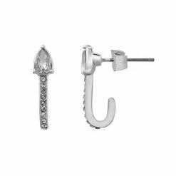 LC Lauren Conrad Teardrop & Pave J Hoop Earrings Silver Tone -LC Lauren Conrad Shop unnamed file 3747