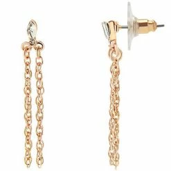 LC Lauren Conrad Rose Gold Tone Crystal Chain Linear Drop Earrings