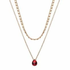 LC Lauren Conrad Two Row Teardrop Gem Pendant Nickel Free Necklace Gold Tone Red -LC Lauren Conrad Shop unnamed file 3758
