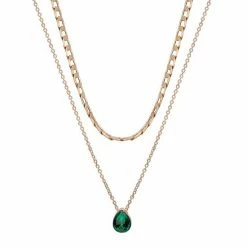 LC Lauren Conrad Two Row Teardrop Gem Pendant Nickel Free Necklace Gold Tone Red -LC Lauren Conrad Shop unnamed file 3760