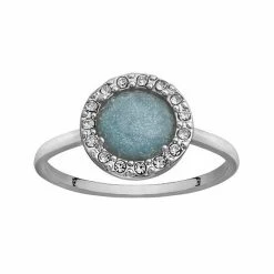 LC Lauren Conrad Silver Tone Round Epoxy Resin Halo Nickel Free Ring