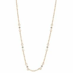 LC Lauren Conrad Rose Gold Tone Crystal Dainty Chain Station Necklace