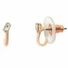 LC Lauren Conrad Rose Gold Tone Crystal Mini J-Hoop Stud Earrings