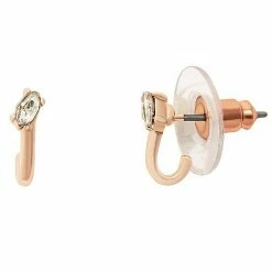 LC Lauren Conrad Rose Gold Tone Crystal Mini J-Hoop Stud Earrings