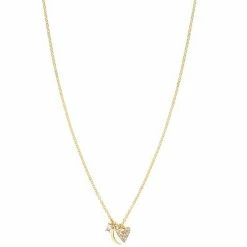 LC Lauren Conrad Gold Tone Crystal Baguette, Moon, & Heart Charms Necklace