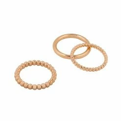LC Lauren Conrad Gold Tone Smooth Band And Metal Ball Nickel Free Ring Set