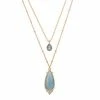 LC Lauren Conrad Gold Tone Long Multi And Gem Layered Nickel Free Pendant Necklace