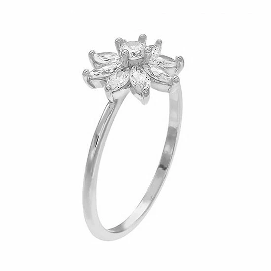 LC Lauren Conrad Silver Tone Crystal Flower Burst Nickel Free Ring 2 LC Lauren Conrad Silver Tone Crystal Flower Burst Nickel Free Ring - Image 2