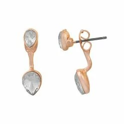 LC Lauren Conrad Rose Gold Tone Rounded Crystal Ear Jacket