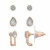 LC Lauren Conrad Rose Gold Tone Stud Earrings Trio Set