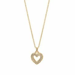 LC Lauren Conrad Gold Tone Thick Pave Heart Nickel Free Pendant Necklace
