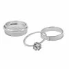 LC Lauren Conrad Silver Tone Simulated Crystal Tick Bands Nickel Free Ring Set