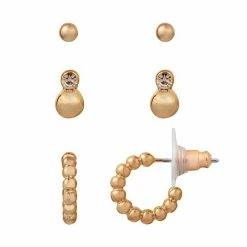 LC Lauren Conrad Gold Tone Clean Metal Balls Nickel Free Earring Set
