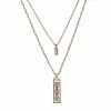 LC Lauren Conrad Rose Gold Tone Openwork Baguette Pendant Layered Necklace