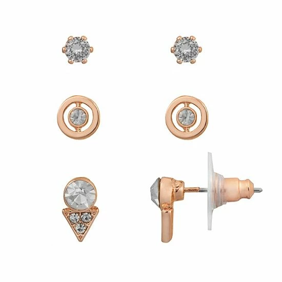 LC Lauren Conrad Rose Gold Tone Crystal Halo Earrings Trio Set LC Lauren Conrad Rose Gold Tone Crystal Halo Earrings Trio Set -LC Lauren Conrad Shop unnamed file 3845