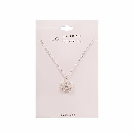 LC Lauren Conrad Silver Tone Baguette Flower Nickel Free Pendant Necklace 2 LC Lauren Conrad Silver Tone Baguette Flower Nickel Free Pendant Necklace - Image 2