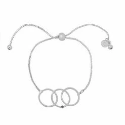 LC Lauren Conrad Silver Tone Triple Circles Pull Tie Nickel Free Bracelet