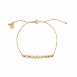 LC Lauren Conrad Gold Tone Simulated Crystal And Metal Ball Bar Nickel Free Pull Tie Bracelet