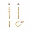 LC Lauren Conrad Gold Tone Clean Metal Balls With Simulated Crystal Earring Nickel Free Set