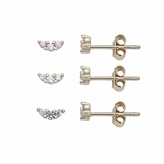 LC Lauren Conrad Sterling Silver Cubic Zirconia Stud Earring Set 2 LC Lauren Conrad Sterling Silver Cubic Zirconia Stud Earring Set - Image 2