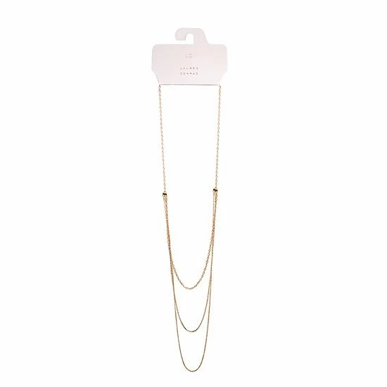 LC Lauren Conrad Gold Tone Three Row Long Nickel Free Chain Necklace 2 LC Lauren Conrad Gold Tone Three Row Long Nickel Free Chain Necklace - Image 2