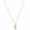 LC Lauren Conrad Gold Tone Crystal Aquarius Enamel Rectangular Pendant Necklace