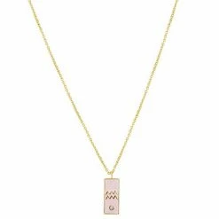 LC Lauren Conrad Gold Tone Crystal Aquarius Enamel Rectangular Pendant Necklace