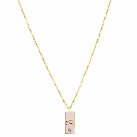 LC Lauren Conrad Gold Tone Crystal Aquarius Enamel Rectangular Pendant Necklace 1 LC Lauren Conrad Gold Tone Crystal Aquarius Enamel Rectangular Pendant Necklace