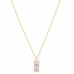 LC Lauren Conrad Gold Tone Crystal Aries Enamel Rectangular Pendant Necklace