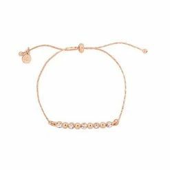 LC Lauren Conrad Rose Gold Tone Simulated Crystal And Metal Ball Bar Nickel Free Pull Tie Bracelet