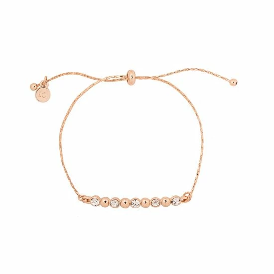 LC Lauren Conrad Rose Gold Tone Simulated Crystal And Metal Ball Bar Nickel Free Pull Tie Bracelet 1 LC Lauren Conrad Rose Gold Tone Simulated Crystal And Metal Ball Bar Nickel Free Pull Tie Bracelet