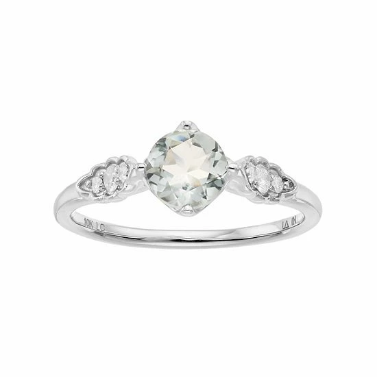 LC Lauren Conrad 10k White Gold Green Quartz & 1/10 Carat T.W. Diamond Ring 1 LC Lauren Conrad 10k White Gold Green Quartz & 1/10 Carat T.W. Diamond Ring