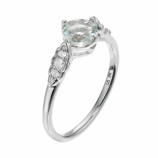 LC Lauren Conrad 10k White Gold Green Quartz & 1/10 Carat T.W. Diamond Ring 2 LC Lauren Conrad 10k White Gold Green Quartz & 1/10 Carat T.W. Diamond Ring - Image 2