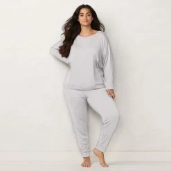 Plus Size LC Lauren Conrad Cozy Long Sleeve Pajama Top & Pajama Pants Set Blue Fairisle -LC Lauren Conrad Shop unnamed file 392