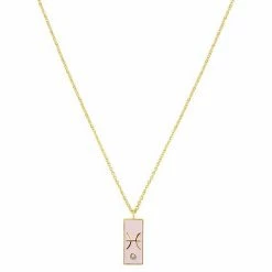 LC Lauren Conrad Gold Tone Crystal Pisces Enamel Rectangular Pendant Necklace