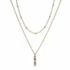 LC Lauren Conrad Gold Tone Two Row Simulated Crystal And Metal Ball Nickel Free Pendant Necklace