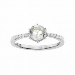 LC Lauren Conrad 10k White Gold Green Quartz & 1/10 Carat T.W. Diamond Ring