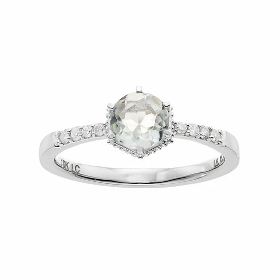 LC Lauren Conrad 10k White Gold Green Quartz & 1/10 Carat T.W. Diamond Ring 1 LC Lauren Conrad 10k White Gold Green Quartz & 1/10 Carat T.W. Diamond Ring