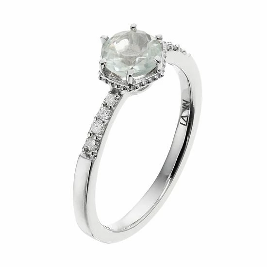 LC Lauren Conrad 10k White Gold Green Quartz & 1/10 Carat T.W. Diamond Ring 2 LC Lauren Conrad 10k White Gold Green Quartz & 1/10 Carat T.W. Diamond Ring - Image 2