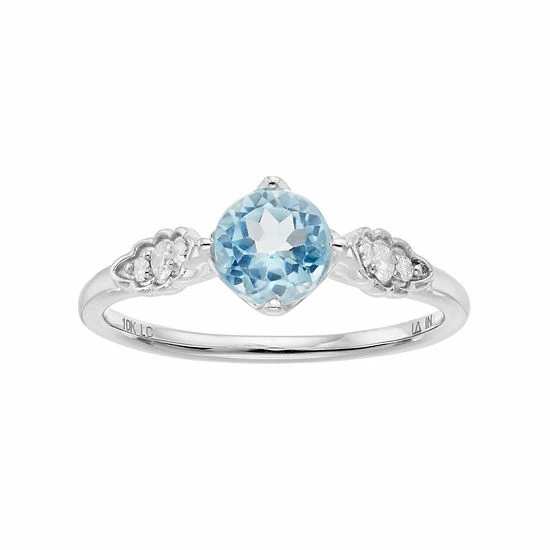 LC Lauren Conrad 10k White Gold Blue Topaz & 1/10 Carat T.W. Diamond Ring 1 LC Lauren Conrad 10k White Gold Blue Topaz & 1/10 Carat T.W. Diamond Ring