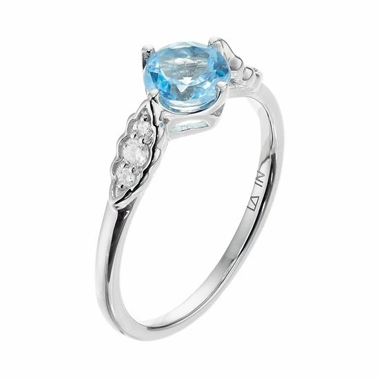 LC Lauren Conrad 10k White Gold Blue Topaz & 1/10 Carat T.W. Diamond Ring 2 LC Lauren Conrad 10k White Gold Blue Topaz & 1/10 Carat T.W. Diamond Ring - Image 2